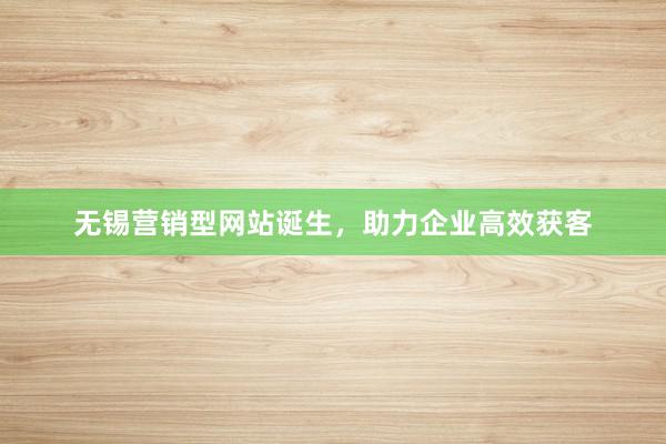 无锡营销型网站诞生，助力企业高效获客